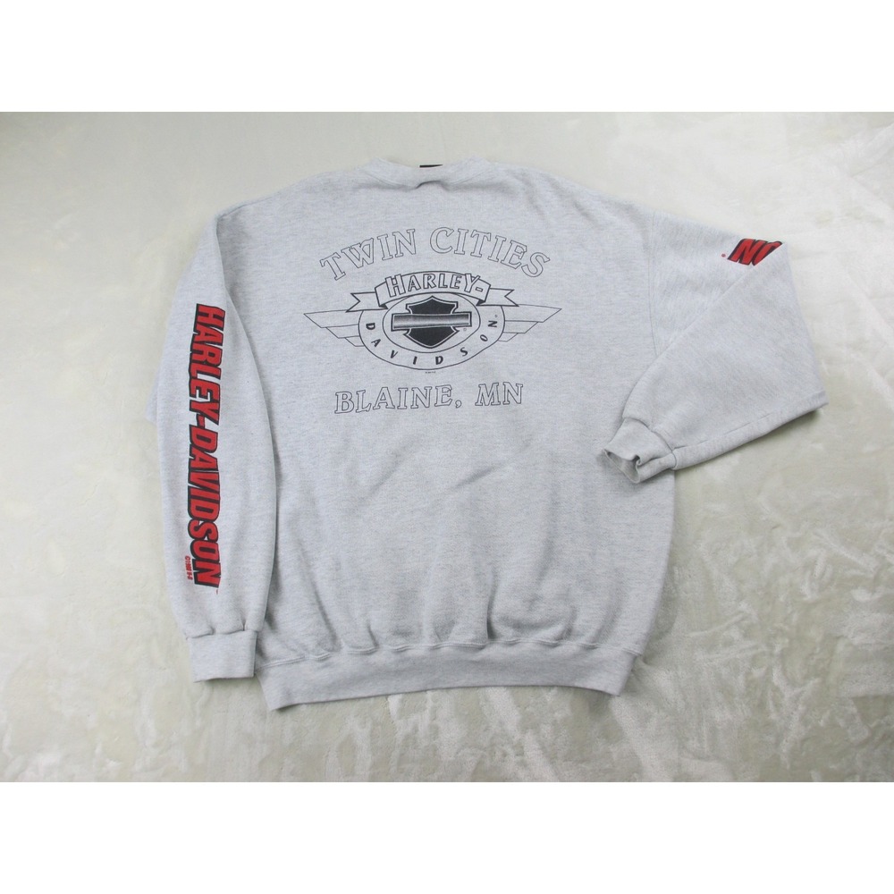 VINTAGE Harley Davidson Sweater Mens Extra Large Gray‎ Pullover Motorcycle 90s*